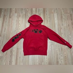 Men's Red Champion Hoodie size Small W/Black Roses-Very Nice!!!
